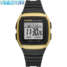 Watch Outdoor Sports Student Electronic Men's Luminous gold color Multi-Function Watch Retro Square Watch Gift Watch