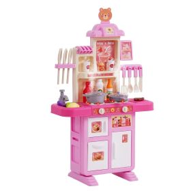 VEVOR Kitchen Playset Kids Pretend Cooking Play Toy 48 Piece Accessories Pink