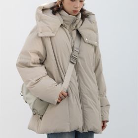 Casual Detachable Hooded 90 White Duck Down Jacket (Option: Khaki-S)