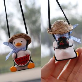 Car Swing Duck Automobile Hanging Ornament Cross-border Foreign Trade Car Rearview Mirror Pendant To Swing Duck Automobile Hanging Ornament (Option: Straw Hat Watermelon)