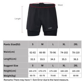 Men's 2-in-1 Running Shorts Quick Drying Breathable Active Training Exercise Jogging Cycle Shorts with Longer Liner (Option: Black-S)