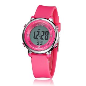 Men And Women Children's Outdoor Waterproof Digital Sports Electronic Watch (Color: Red)