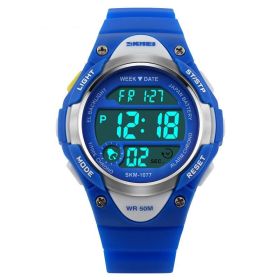 Outdoor Children's Sports Electronic Watch Deep Waterproof (Color: Blue)