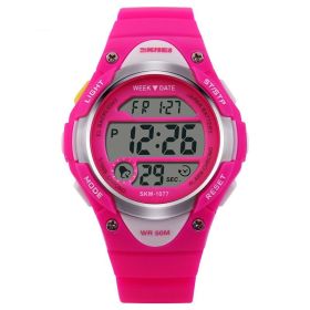 Outdoor Children's Sports Electronic Watch Deep Waterproof (Color: Rose Red)