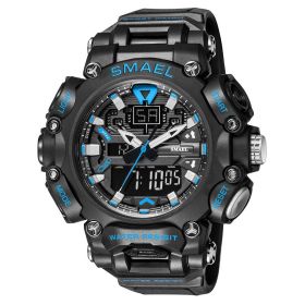 Men's Outdoor Sports Waterproof Electronic Watch (Color: Black Blue)