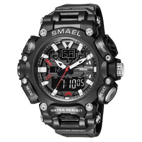 Men's Outdoor Sports Waterproof Electronic Watch (Color: Black white)