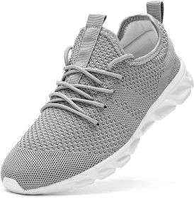 2022 Summer men's casual shoes light sneaker white large size outdoor breathable mesh fashion sports black running tennis shoes (Shoe Size: 39, Color: Grey)