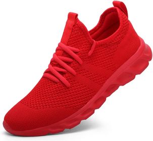 2022 Summer men's casual shoes light sneaker white large size outdoor breathable mesh fashion sports black running tennis shoes (Shoe Size: 46, Color: Red)