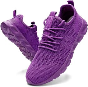 2022 Summer men's casual shoes light sneaker white large size outdoor breathable mesh fashion sports black running tennis shoes (Shoe Size: 42, Color: Purple)