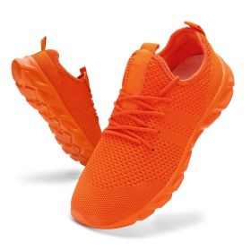 2022 Summer men's casual shoes light sneaker white large size outdoor breathable mesh fashion sports black running tennis shoes (Shoe Size: 44, Color: Orange)