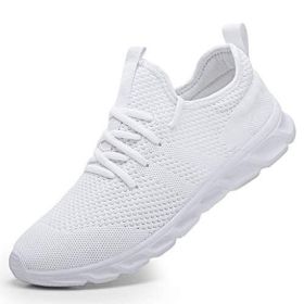 2022 Summer men's casual shoes light sneaker white large size outdoor breathable mesh fashion sports black running tennis shoes (Shoe Size: 43, Color: White)