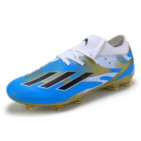 New men's and women's outdoor spike football shoes sports shoes youth training shoes competition shoes (Color: Blue/spike, size: 45)