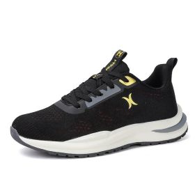 New spring and autumn comfortable soft sole men's fashion all-match sports shoes lightweight non-slip outdoor leisure men's single shoes leisure (Color: Black, size: 44)