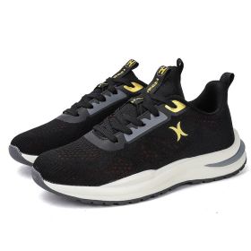 New spring and autumn comfortable soft sole men's fashion all-match sports shoes lightweight non-slip outdoor leisure men's single shoes leisure (Color: Black, size: 38)