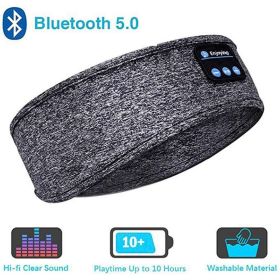 Fone Bluetooth Earphones Sports Sleeping Headband Elastic Wireless Headphones Music Eye Mask Wireless Bluetooth Headset Headband (Ships From: China, Color: Gray Headband)