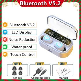 TWS Wireless Bluetooth 5.2 Headphone Stereo Sports Waterproof Earhook Earphones With Microphone Charging Box (Color: VIP white)