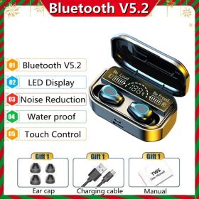 TWS Wireless Bluetooth 5.2 Headphone Stereo Sports Waterproof Earhook Earphones With Microphone Charging Box (Color: VIP black)