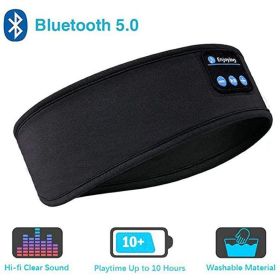 Fone Bluetooth Earphones Sports Sleeping Headband Elastic Wireless Headphones Music Eye Mask Wireless Bluetooth Headset Headband (Ships From: China, Color: Black Headband)