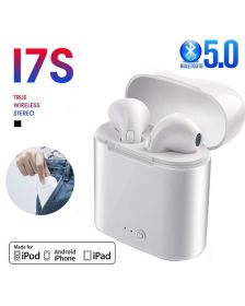 i7s tws Wireless Headphones Bluetooth 5.0 Earphones sport Earbuds Headset With Mic Charging box Headphones For all smartphones (Color: White)