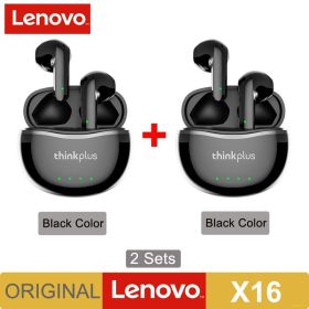 X16 Headphone Bluetooth 5.2 TWS Wireless Earbuds Stereo Sports Earhook Earphone With Dual HD Microphone (Color: X16 2PCS Black)