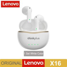 X16 Headphone Bluetooth 5.2 TWS Wireless Earbuds Stereo Sports Earhook Earphone With Dual HD Microphone (Color: Lenovo X16 White)