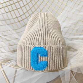 Simple Multi Color Big C Letter Winter Hat Women Winter Unisex Beanie Cap Outdoor Thick Warm Hip hop Sport Ski Knitted Hats (Color: 008, size: Adult)