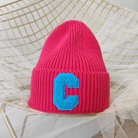 Simple Multi Color Big C Letter Winter Hat Women Winter Unisex Beanie Cap Outdoor Thick Warm Hip hop Sport Ski Knitted Hats (Color: 005, size: Adult)