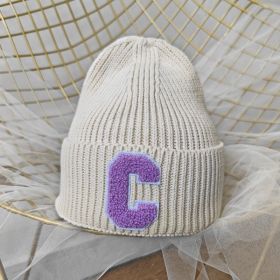 Simple Multi Color Big C Letter Winter Hat Women Winter Unisex Beanie Cap Outdoor Thick Warm Hip hop Sport Ski Knitted Hats (Color: 1, size: Adult)