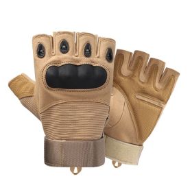 Half Finger Men's Gloves Outdoor Military Tactical Gloves Sports Shooting Hunting Airsoft Motorcycle Cycling Gloves (Color: Khaki, size: L)