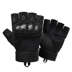 Half Finger Men's Gloves Outdoor Military Tactical Gloves Sports Shooting Hunting Airsoft Motorcycle Cycling Gloves (Color: Black, size: L)