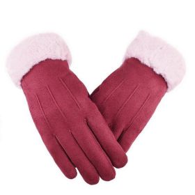 2021 New Fashion Women Gloves Autumn Winter Cute Furry Warm Mitts Full Finger Mittens Women Outdoor Sport Female Gloves Screen (Gloves Size: One Size, Color: 016)