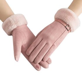 2021 New Fashion Women Gloves Autumn Winter Cute Furry Warm Mitts Full Finger Mittens Women Outdoor Sport Female Gloves Screen (Gloves Size: One Size, Color: 014)