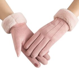 2021 New Fashion Women Gloves Autumn Winter Cute Furry Warm Mitts Full Finger Mittens Women Outdoor Sport Female Gloves Screen (Gloves Size: One Size, Color: 011)