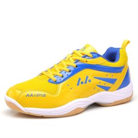 Men's new outdoor professional badminton shoes comfortable breathable fashion men's sports shoes (Color: Yellow, size: 43)