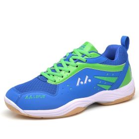 Men's new outdoor professional badminton shoes comfortable breathable fashion men's sports shoes (Color: Light blue grass green, size: 42)