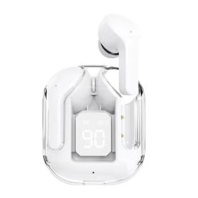 Transparent Wireless On-Ear In-Ear Bluetooth Noise Cancellation 5.3 Sports Headphones (Color: White)