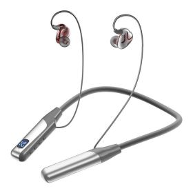 Bluetooth headset neck type ultra-long standby noise reduction for Apple Huawei 5.3 wireless in-ear sports headphones (Color: H6 silver)