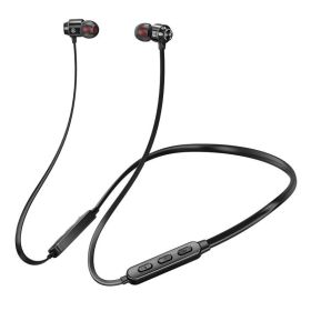 Neck-mounted Wireless Sports Headphones Neck Bluetooth 5.3 In-Ear Metal Earphones (Color: Black)