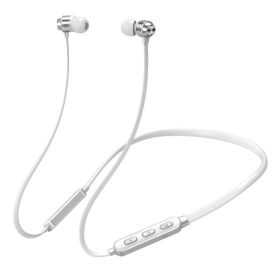 Neck-mounted Wireless Sports Headphones Neck Bluetooth 5.3 In-Ear Metal Earphones (Color: White)