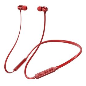 Neck-mounted Wireless Sports Headphones Neck Bluetooth 5.3 In-Ear Metal Earphones (Color: Red)