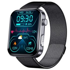 Smartwatch heart monitor all day heart rate detection bracelet sports watch (Color: Black Milan)